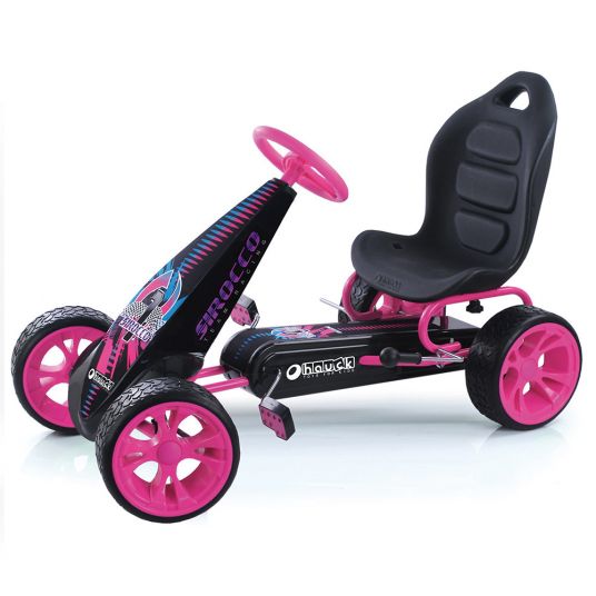 Hauck Toys for Kids Go-kart Sirocco - with freewheel, adjustable bucket seat, ball bearing wheels with EVA tyres - Pink