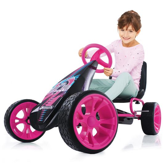 Hauck Toys for Kids Go-kart Sirocco - with freewheel, adjustable bucket seat, ball bearing wheels with EVA tyres - Pink