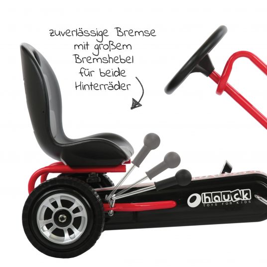 Hauck Toys for Kids Go-kart e auto a pedali Blizzard con sedile regolabile (4-8 anni) - Rosso