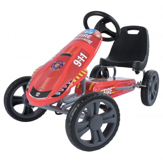 Hauck Toys for Kids Go-kart & pedal car Speedster Fireworkers with adjustable bucket seat (4-8 years)