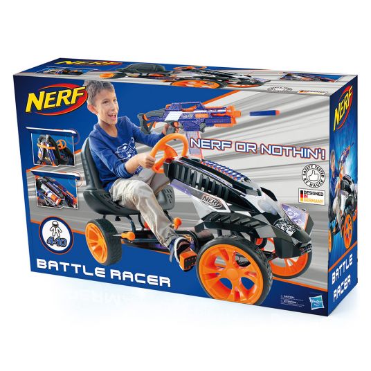 Hauck Toys for Kids Nerf Battle Racer - Go-kart / pedal car with Nerf Blaster holding consoles