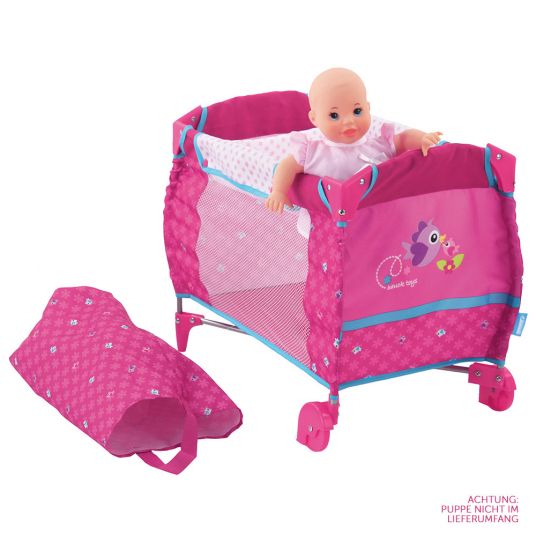 Hauck Toys for Kids Set lettino da viaggio per bambole con fasciatoio e borsa per il trasporto - Birdie