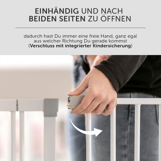 Hauck Treppenschutzgitter Stop N Safe 2 (96 bis 101 cm) inkl. 21 cm Verlängerung - ohne Bohren - White