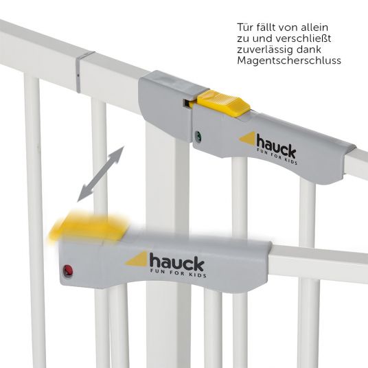 Hauck Cancello di sicurezza per porte Autoclose N Stop 2 (da 75 a 80 cm) a chiusura automatica, senza foratura - Bianco