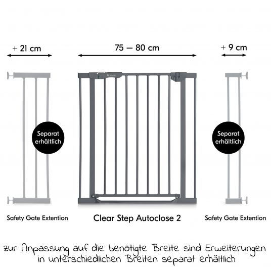 Hauck Türschutzgitter Clear Step Autoclose 2 - Dark Grey