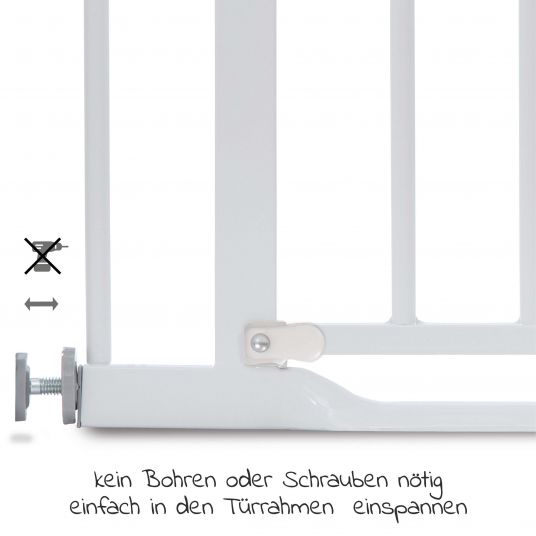 Hauck Türschutzgitter Clear Step Gate (75-80 cm) ohne Bohren und niedriger Türschwelle - White
