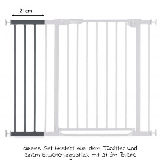Hauck Türschutzgitter inkl. Verlängerung Clear Step Autoclose 2 Set + 21 cm - Dark Grey