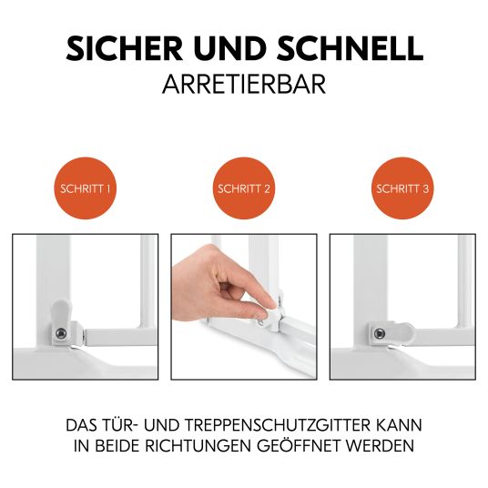 Hauck Türschutzgitter inkl. Verlängerung Clear Step Autoclose 2 Set + 21 cm - White