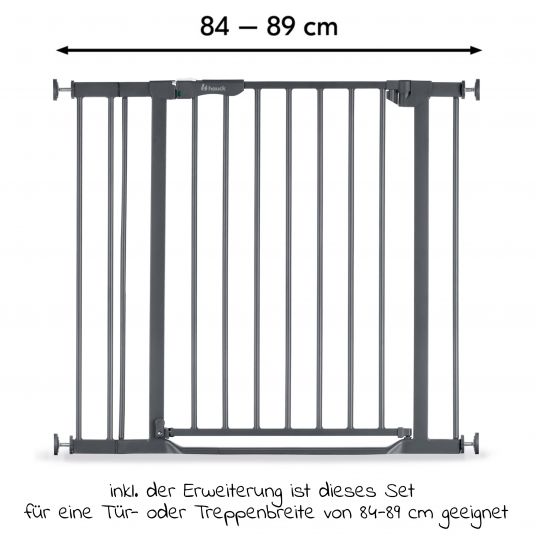 Hauck Türschutzgitter inkl. Verlängerung Clear Step Autoclose 2 Set + 9 cm - Dark Grey