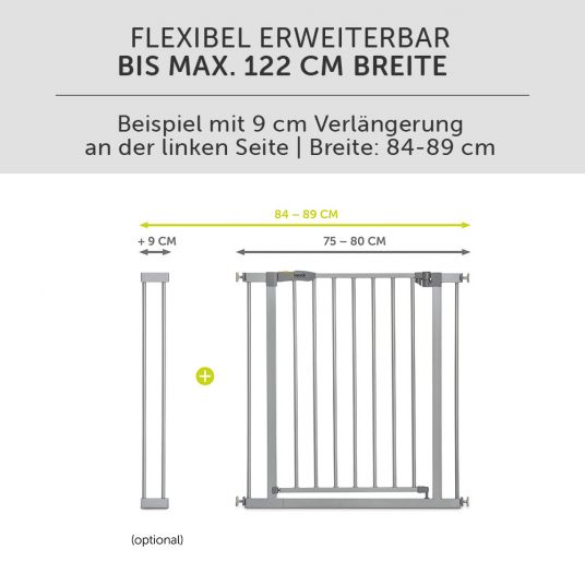 Hauck Türschutzgitter Stop N Safe 2 (75 bis 80 cm) ohne Bohren - Silver