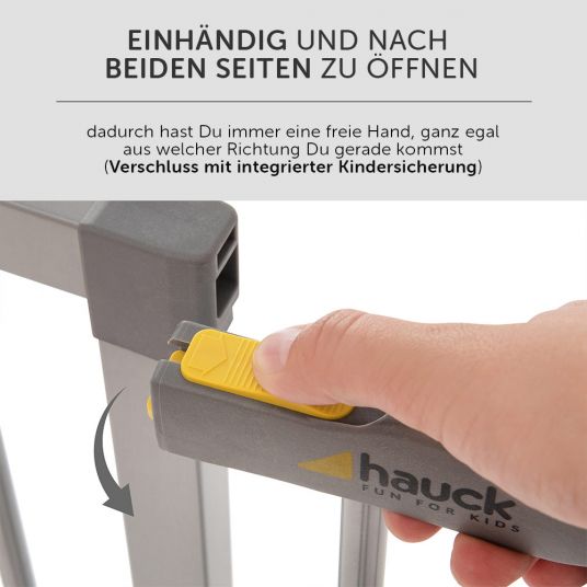 Hauck Türschutzgitter Stop N Safe 2 (84 bis 89 cm) inkl. 9cm Verlängerung - ohne Bohren - Silver