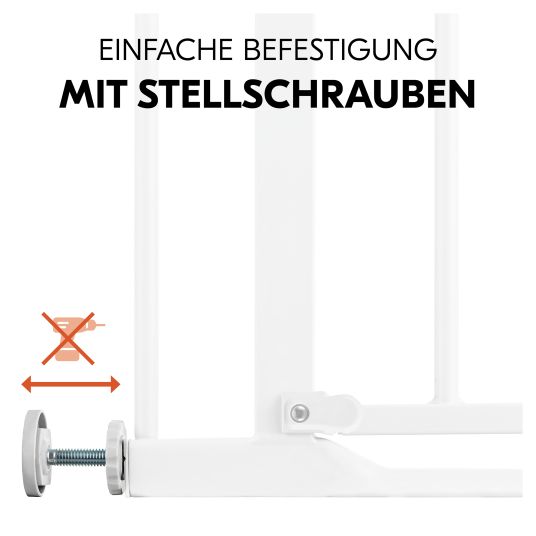 Hauck Türschutzgitter / Treppenschutzgitter Clear Step 2 (75-80 cm) inkl. 21 cm Verlängerung - White