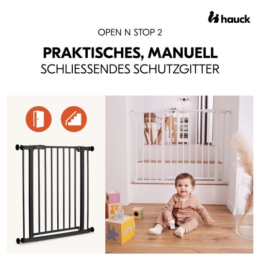 Hauck Door safety gate / stair gate Open N Stop 2 (75-80 cm) - Black