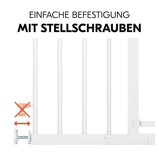 Hauck Door safety gate / stair gate Open N Stop 2 (75-80 cm) incl. 21 cm extension - White - White