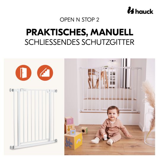 Hauck Door safety gate / stair gate Open N Stop 2 (75-80 cm) - White