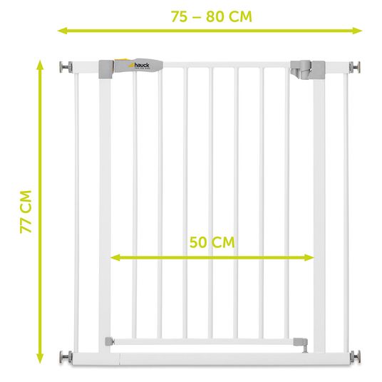 Hauck Türschutzgitter / Treppenschutzgitter Open N Stop KD (75 bis 80 cm) ohne Bohren - White