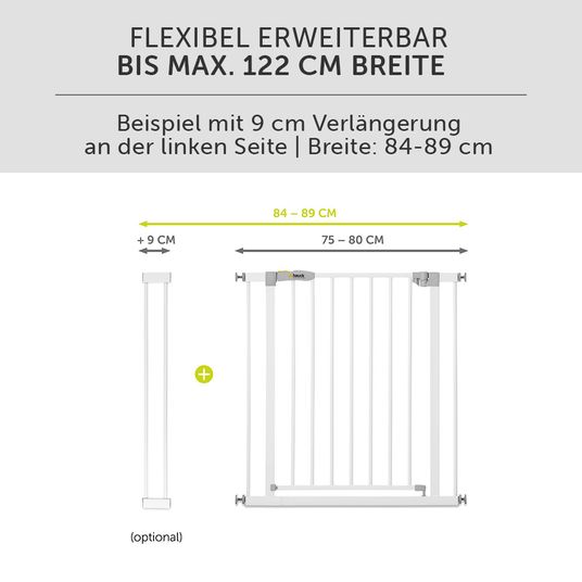 Hauck Cancelletto di sicurezza per porta / cancelletto per scale Open N Stop KD (75-80 cm) senza foratura - Bianco