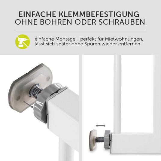 Hauck Türschutzgitter / Treppenschutzgitter Open N Stop KD (84 bis 89 cm) inkl. 9 cm Verlängerung - ohne Bohren - White