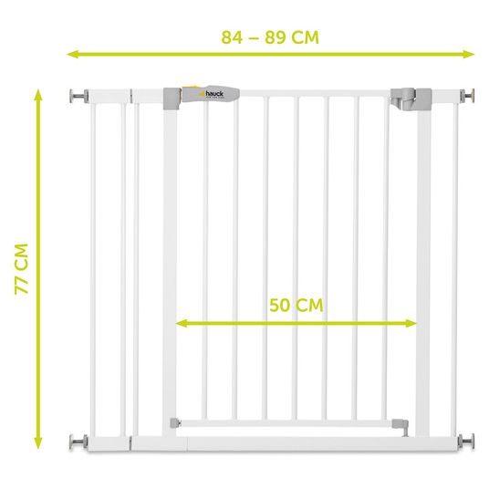 Hauck Cancelletto di sicurezza per porta / cancelletto per scale Open N Stop KD (da 84 a 89 cm) con estensione di 9 cm - senza foratura - Bianco