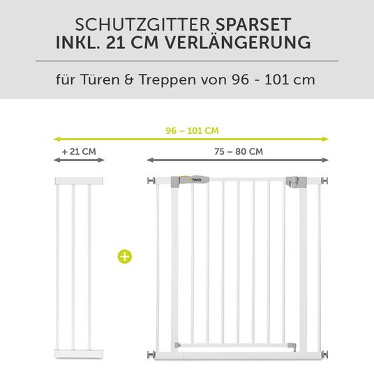 Hauck Door safety gate / stair gate Open N Stop KD (96 to 101 cm) incl. 21 cm extension - without drilling - White