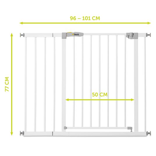 Hauck Cancelletto di sicurezza per porta / cancelletto per scale Open N Stop KD (da 96 a 101 cm) con prolunga di 21 cm - senza foratura - Bianco
