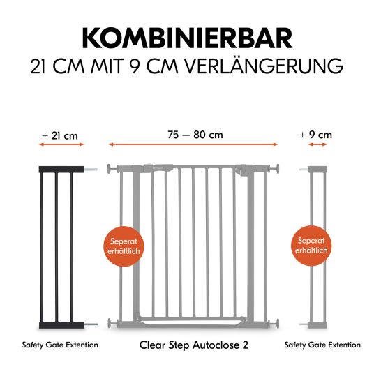 Hauck Türschutzgitter Verlängerung Safety Gate Extension 21 cm - passend für Hauck Schutzgitter - Black