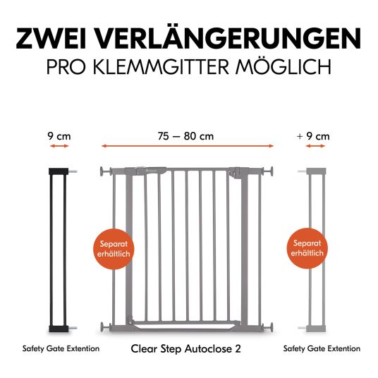 Hauck Estensione per cancello di sicurezza Estensione per cancello di sicurezza 9 cm - adatta al cancello di sicurezza Hauck - Nero