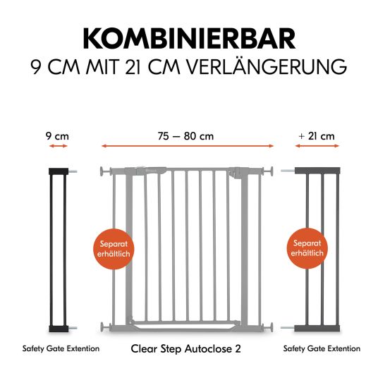Hauck Türschutzgitter Verlängerung Safety Gate Extension 9 cm - passend für Hauck Schutzgitter - Black