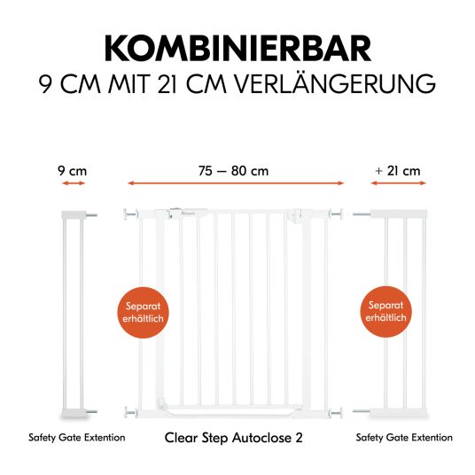 Hauck Türschutzgitter Verlängerung Safety Gate Extension 9 cm - passend für Hauck Schutzgitter - White
