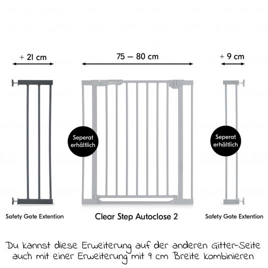 Hauck Türschutzgitter Verlängerung Safety Gate Extensions 21 cm - Dark Grey