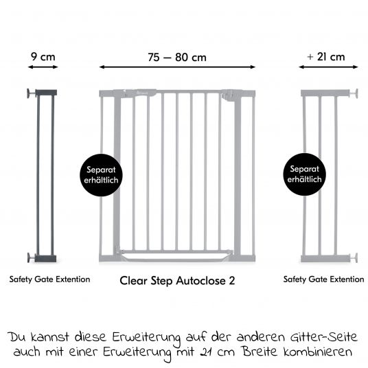 Hauck Door Safety Gate Extensions 9 cm - Dark Grey