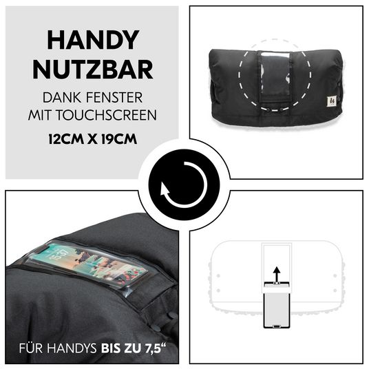 Hauck Universal Kinderwagen Handmuff / Handwärmer mit Handytasche - Black