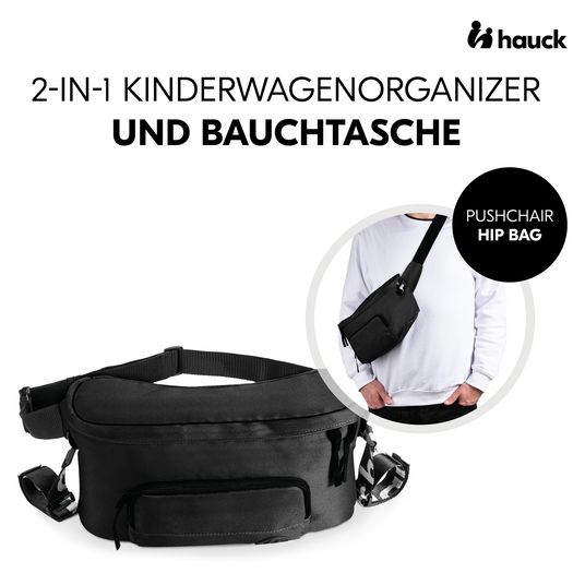 Hauck Universal Kinderwagen Organizer und Bauchtasche - Pushchair Hip Bag - Black