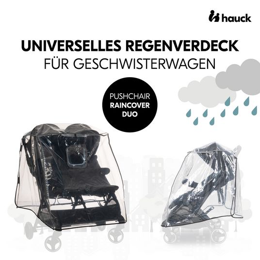 Hauck Universal rain cover for sibling prams / twin buggies