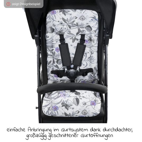 Hauck Universal seat pad for stroller and buggy (breathable cotton) - Floral Grey
