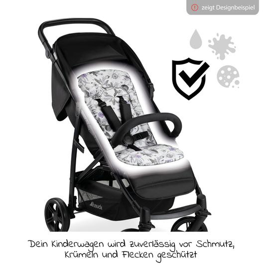 Hauck Universal Sitzauflage für Kinderwagen und Buggy (atmungsaktive Baumwolle) - Floral Grey