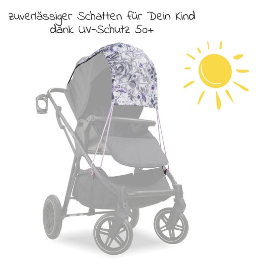 Hauck Universal Sonnensegel für Kinderwagen - Floral Grey