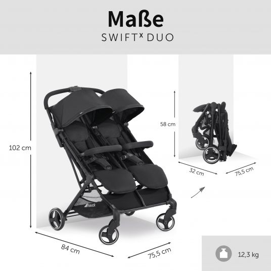 Hauck Zwillingsbuggy Swift X Duo (bis 36 kg) - Black