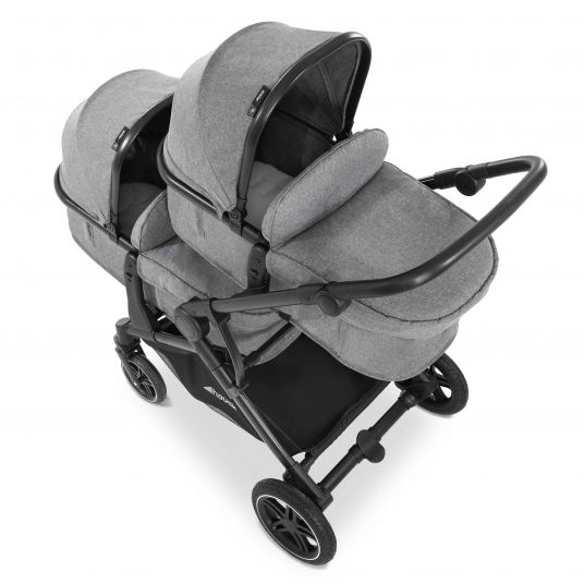 Hauck Twin stroller Atlantic Twin (incl. baby bath for newborn) - up to 36 kg loadable - Melange Grey