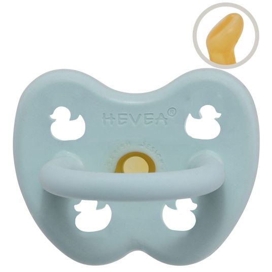 HEVEA Pacifier natural rubber - orthodontic - Duck - Baby Blue - size 0-3 M