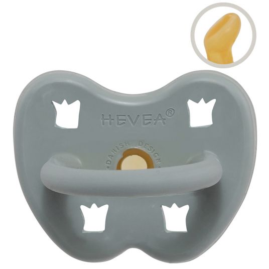 HEVEA Pacifier natural rubber - orthodontic - Crown - Gorgeous Grey - size from 3 M