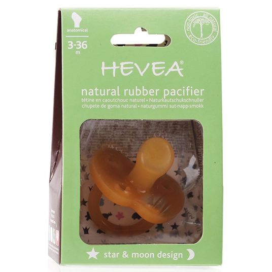 HEVEA Pacifier orthodontic - rubber from 3 M - Star & Moon