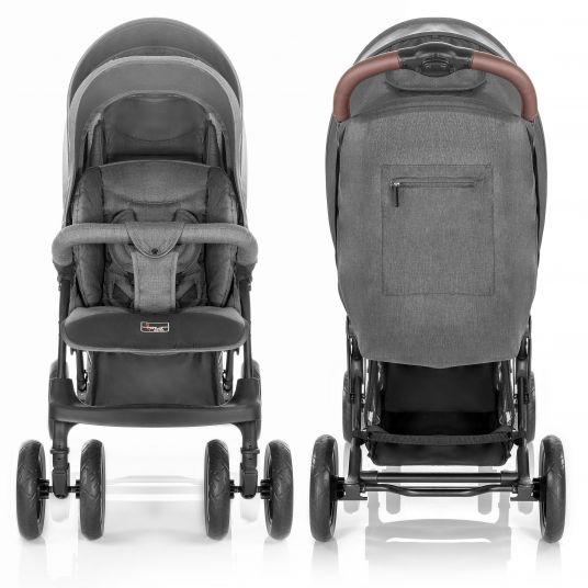 Hoco Sibling & Twin Stroller Tandem Exclusive & Free Raincover - Linen Dark Grey