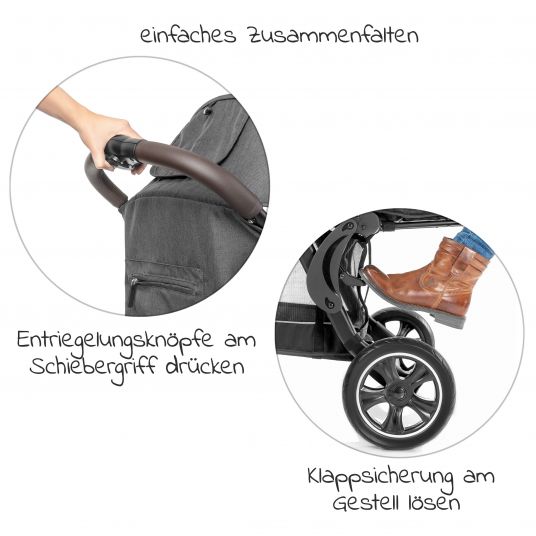 Hoco Geschwister & Zwillingskinderwagen Tandem Exklusive & Gratis Regenschutz - Linen Dark Grey