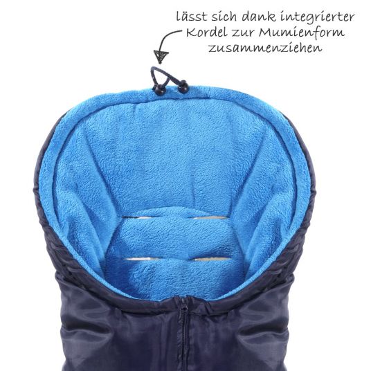 HV Hartmann Fleece footmuff Urra for infant carriers and baby tubs - Navy Light Blue