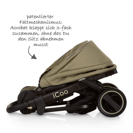 iCoo Acrobat XL Plus Trio Stroller Set - Diamond Olive