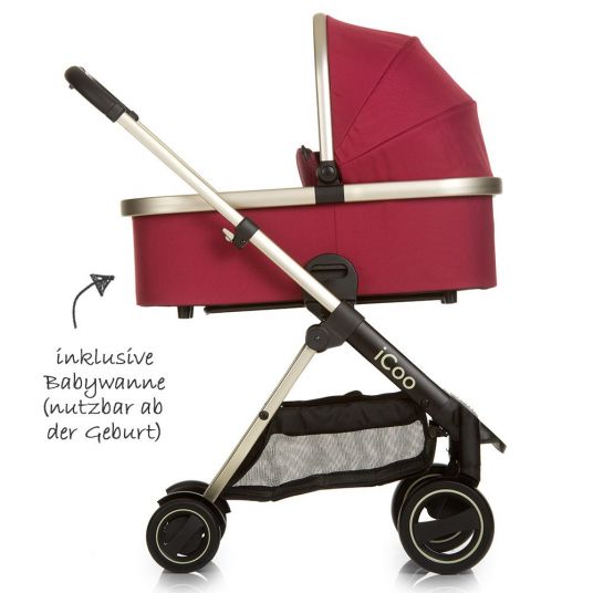 iCoo Baby carriage set Acrobat XL Plus Trioset - Diamond Ruby