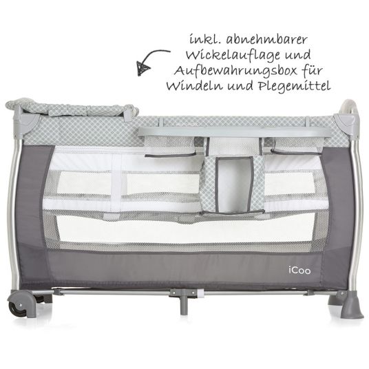 iCoo Starlight travel bed set (incl. 2nd level, changing mat, care box) - Diamond Grey