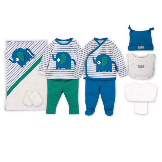 idilbaby First set of 10 pieces - Elephant - Blue / Green - Size 0m