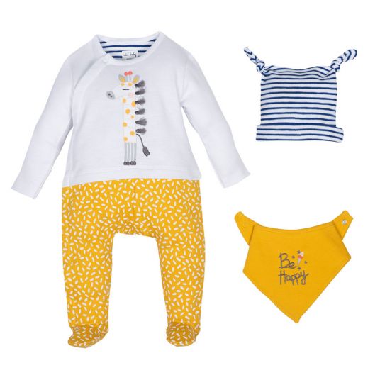 idilbaby Newborn Set 3 pcs Be Happy - White / Yellow - Size 0m